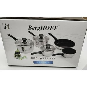 BergHOFF Cooking Pans SetVision 8 Piece Stainless Steel Cookware NEW